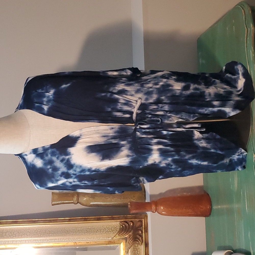 Blue and White Tye-dye Maurices Kimono Plus size 2/3